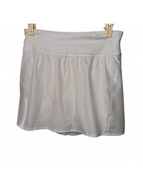 Spanx Women's White/Gray active Skirt skort sz M built in shorts tennis preppy